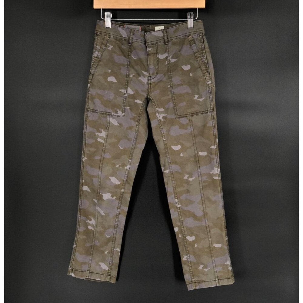 Anthropologie Women's The Wanderer Camo Cargo Pants 26P Green Mid Rise Cropped